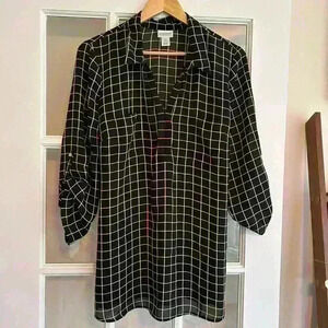 Motherhood Maternity Sheer Blouse Black/White Size L